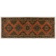 Vintage Turkish Runner Rug, Traditional Handmade Hallway Runner. 4.7 x 11.6 Ft (143 x 352 cm)