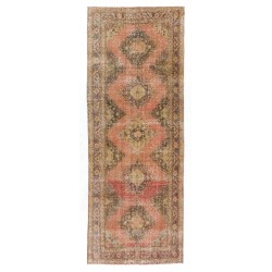 Traditional Anatolian Corridor Rug, Vintage Handmade Hallway Runner. 4.7 x 12.3 Ft (143 x 373 cm)