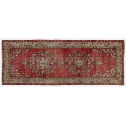 Turkish Runner Rug, Authentic Vintage Handmade Hallway Runner. 4.8 x 12.2 Ft (144 x 370 cm)