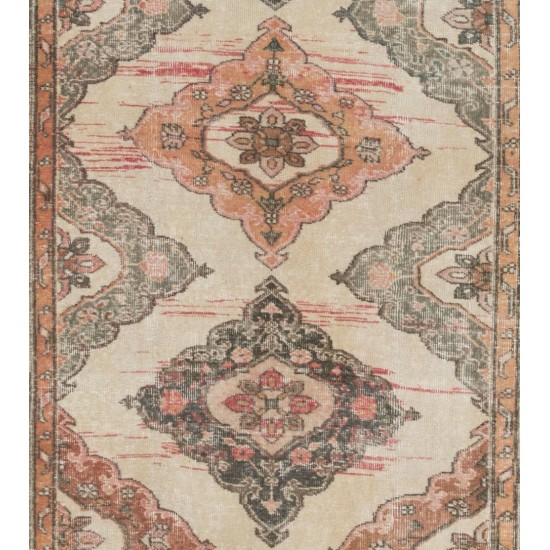 One-of-a-Kind Anatolian Runner Rug, Vintage Handmade Corridor Carpet. 4.8 x 11.6 Ft (145 x 351 cm)