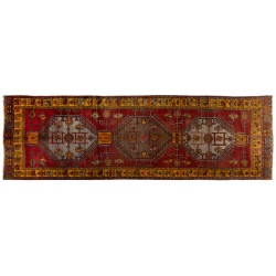 Turkish Runner Rug, Authentic Vintage Handmade Hallway Runner. 4.8 x 14.5 Ft (145 x 440 cm)