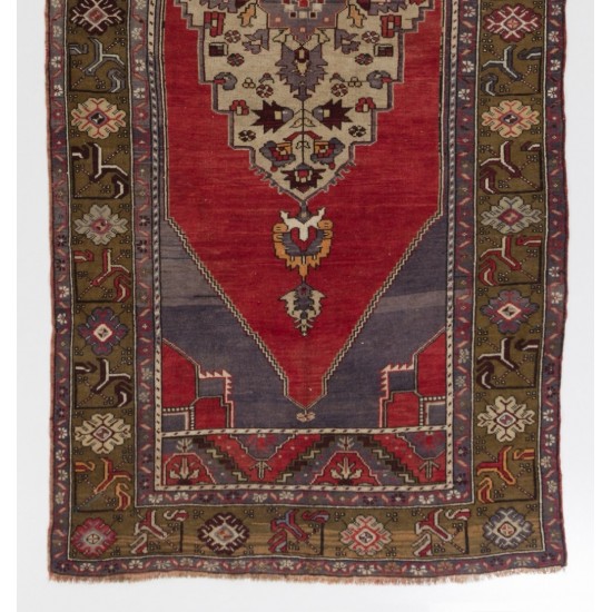 Mid-Century Handmade Turkish Oriental Rug for Home & Office Decor. 5 x 10.9 Ft (153 x 332 cm)