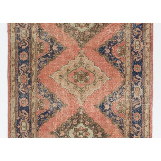 Mid-Century Handmade Turkish Runner Rug for Hallway Decor. 5 x 11 Ft (154 x 334 cm)