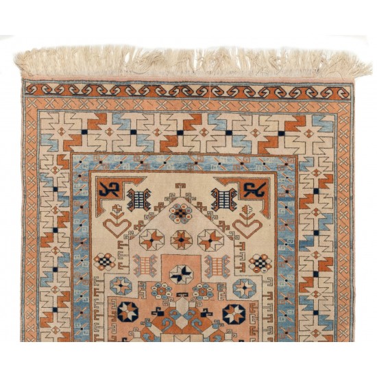 Traditional Vintage Handmade Turkish Rug with Tribal Style, 100% Wool. 5 x 8 Ft (155 x 243 cm)