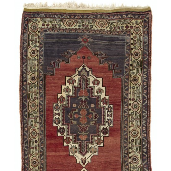 Tribal Style Turkish Rug, Handmade Vintage Carpet, All Wool. 5.3 x 12.6 Ft (159 x 382 cm)