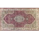 One of a pair Vintage Handmade Medallion Design Turkish Rug in Red and Green Color. 5.6 x 9.2 Ft (170 x 280 cm)