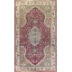 One of a pair Vintage Handmade Medallion Design Turkish Rug in Red and Green Color. 5.6 x 9.2 Ft (170 x 280 cm)