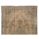 Authentic Vintage Handmade Turkish Area Rug in Golden Sand. 5.7 x 9 Ft (172 x 275 cm)