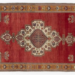 Unique Vintage Handmade Turkish Oriental Rug, 100% Wool. 5.8 x 11.8 Ft (174 x 359 cm)