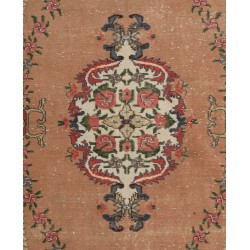 Room Size Handmade Turkish Rug, Vintage French Garden Design Wool Carpet. 5.8 x 9.5 Ft (175 x 287 cm)