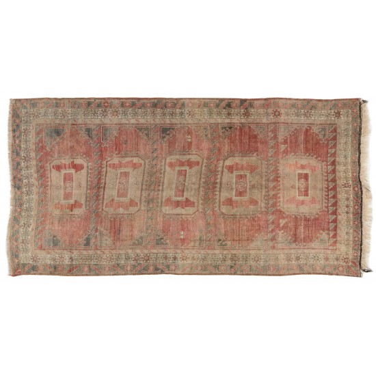 Mid-20th Century Turkish Runner Rug, Handmade Corridor Carpet. 5.8 x 10.9 Ft (175 x 330 cm)