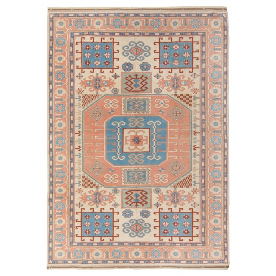 Room Size Handmade Vintage Central Anatolian Rug, 100% Wool.. 6 x 7.3 Ft (185 x 220 cm)