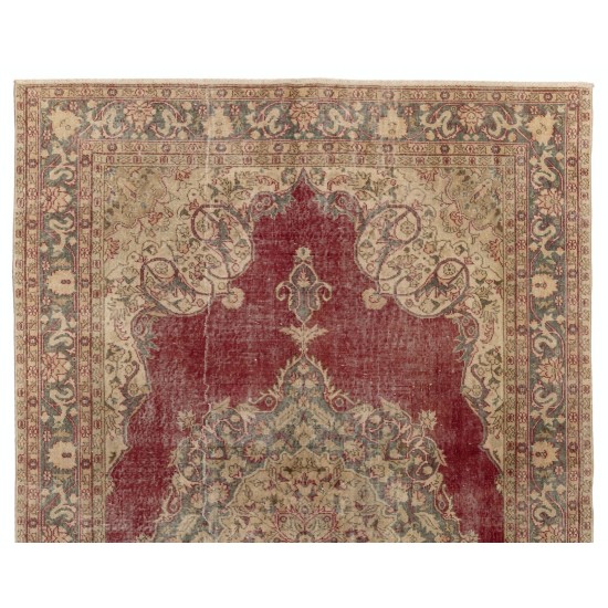Room Size Handmade Vintage Central Anatolian Rug, 100% Wool.. 6.5 x 9.7 Ft (196 x 295 cm)
