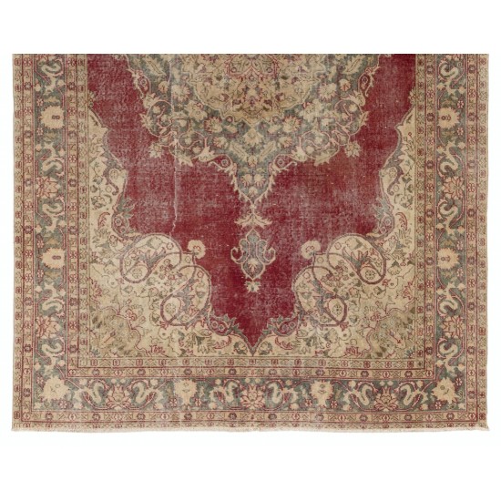 Room Size Handmade Vintage Central Anatolian Rug, 100% Wool.. 6.5 x 9.7 Ft (196 x 295 cm)