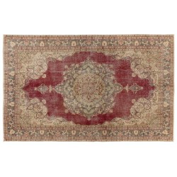 Room Size Handmade Vintage Central Anatolian Rug, 100% Wool.. 6.5 x 9.7 Ft (196 x 295 cm)