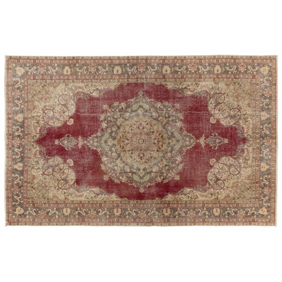 Room Size Handmade Vintage Central Anatolian Rug, 100% Wool.. 6.5 x 9.7 Ft (196 x 295 cm)