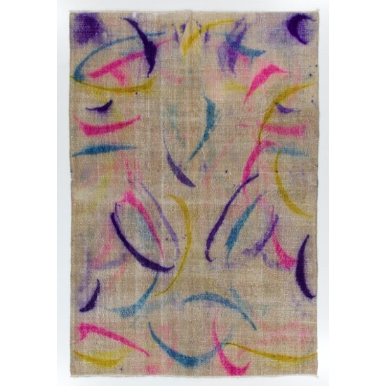 Oriental Handmade Wool Rug from 1960's, Vintage Turkish Carpet. 6.6 x 9.8 Ft (200 x 296 cm)