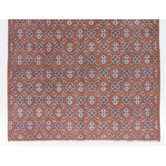 Large Hand-Knotted Vintage Anatolian Area Rug in Red and Blue Color. 6.9 x 9.9 Ft (209 x 300 cm)