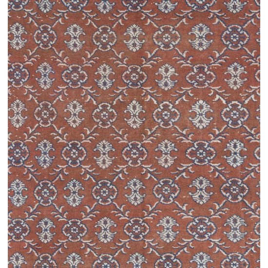 Large Hand-Knotted Vintage Anatolian Area Rug in Red and Blue Color. 6.9 x 9.9 Ft (209 x 300 cm)