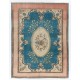 Large Vintage Handmade Turkish Wool Area Rug with European Design. 7 x 9.6 Ft (216 x 290 cm)
