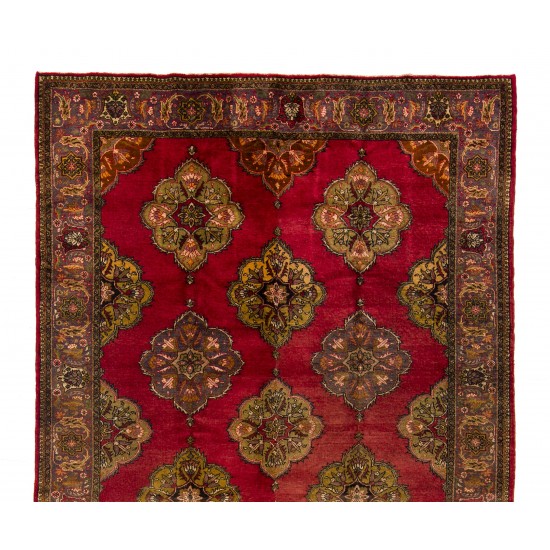 Oversize Unique Vintage Handmade Turkish Konya Rug, 100% Wool. 8 x 14.2 Ft (246 x 430 cm)