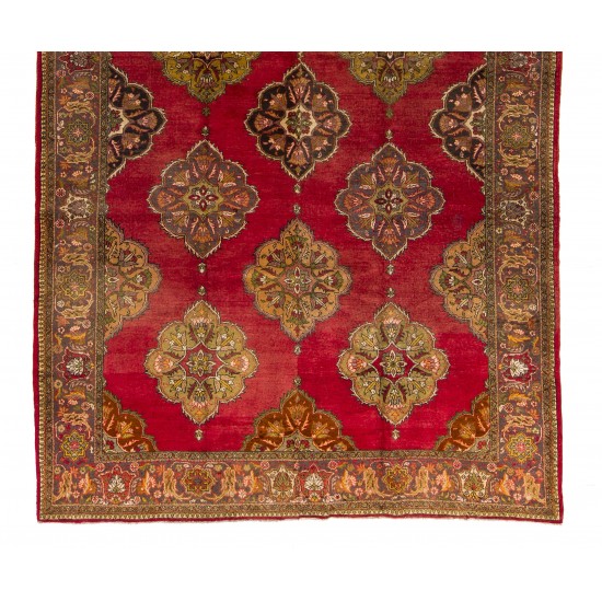 Oversize Unique Vintage Handmade Turkish Konya Rug, 100% Wool. 8 x 14.2 Ft (246 x 430 cm)