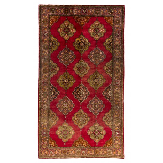Oversize Unique Vintage Handmade Turkish Konya Rug, 100% Wool. 8 x 14.2 Ft (246 x 430 cm)