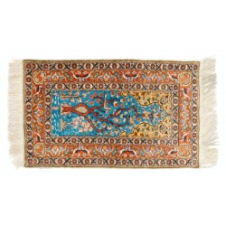 Silk and Metal Threat Rug from Kayseri / Turkey. 2.3 x 3.7 Ft (69 x 112 cm)