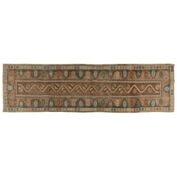 Narrow Antique Turkish Wool Runner Rug, Handmade Hallway Runner. 2.5 x 9.4 Ft (75 x 286 cm)