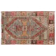 Vintage Oriental Rug, Hand-Knotted Turkish Village Carpet. 2.6 x 5.9 Ft (77 x 177 cm)