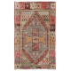 Vintage Oriental Rug, Hand-Knotted Turkish Village Carpet. 2.6 x 5.9 Ft (77 x 177 cm)