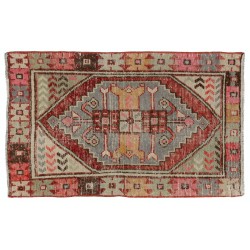 One of a Kind Tribal Oriental Rug, Traditional Vintage Handmade Turkish Carpet. 2.6 x 4 Ft (78 x 120 cm)