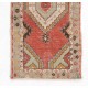 Vintage Turkish Handmade Rug. Red, Ivory, Mint Green and Rust color Carpet. 2.6 x 5.7 Ft (78 x 171 cm)
