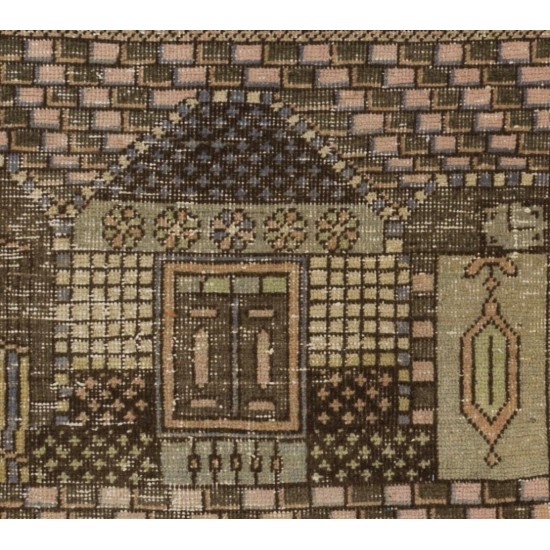 Vintage Handmade Prayer Rug from Konya / Turkey. 2.7 x 4 Ft (80 x 124 cm)