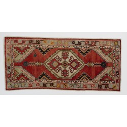 Small Hand-Knotted Vintage Turkish Accent Wool Rug. 2.7 x 5.7 Ft (80 x 172 cm)