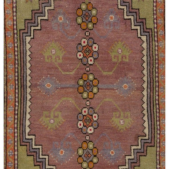 Small Hand-Knotted Vintage Turkish Accent Wool Rug. 2.7 x 4.8 Ft (82 x 145 cm)