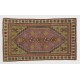 Small Hand-Knotted Vintage Turkish Accent Wool Rug. 2.7 x 4.8 Ft (82 x 145 cm)