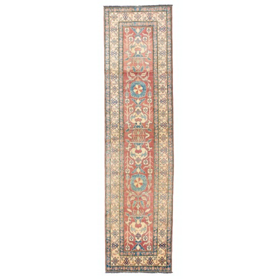 Turkish Runner Rug, Authentic Vintage Handmade Hallway Runner. 2.7 x 10.4 Ft (82 x 314 cm)