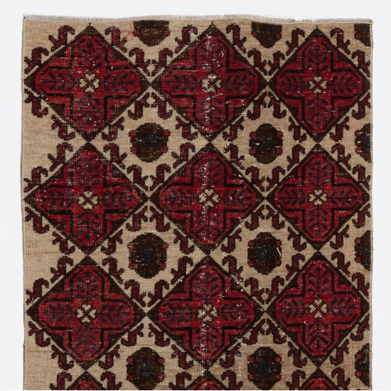 Narrow Vintage Handmade Turkish Runner Rug for Hallway Decor. 2.8 x 9.2 Ft (84 x 280 cm)