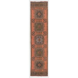Handmade Turkish Runner Rug for Hallway, Vintage Corridor Carpet. 2.8 x 11.7 Ft (84 x 354 cm)