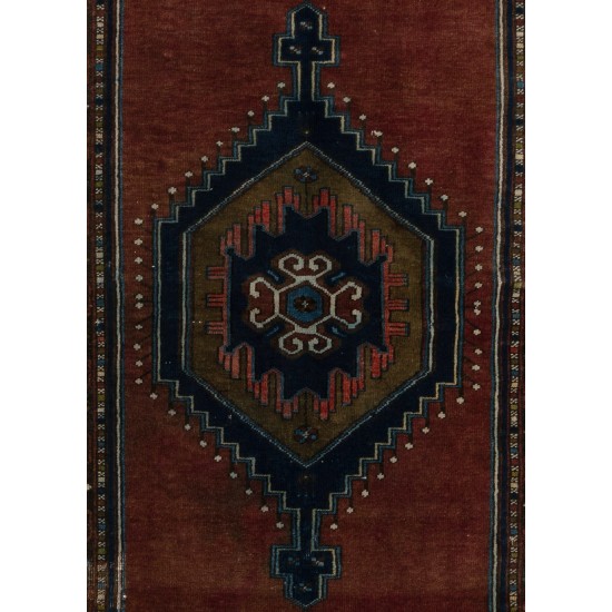 Handmade Turkish Wool Runner Rug for Hallway, Vintage Corridor Carpet. 2.8 x 7.8 Ft (85 x 237 cm)