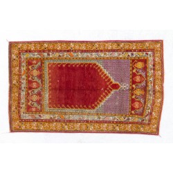 Decorative Vintage Handmade Central Anatolian Prayer Rug. 2.9 x 4.8 Ft (88 x 144 cm)