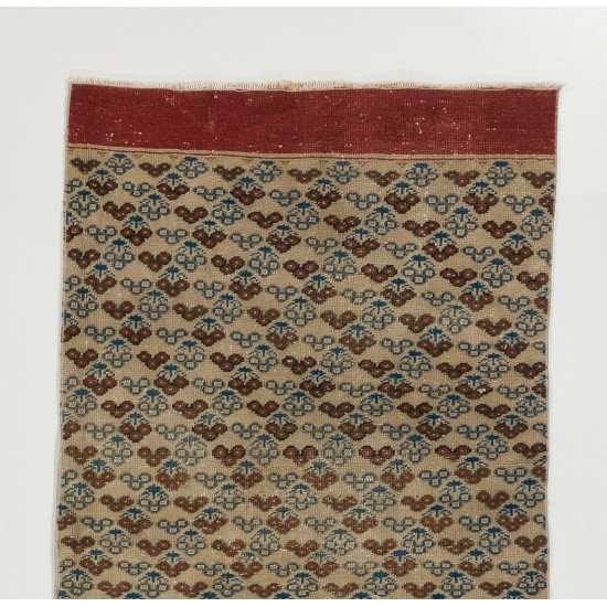 Turkish Runner Rug, Authentic Vintage Handmade Hallway Runner. 3 x 9.8 Ft (90 x 298 cm)