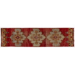 One-of-a-Kind Mid-Century Handmade Turkish Runner Rug for Hallway Decor. 3 x 11.4 Ft (90 x 347 cm)