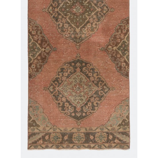 Mid-Century Handmade Turkish Runner Rug for Hallway Decor. 3 x 12.7 Ft (90 x 385 cm)