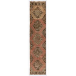 Mid-Century Handmade Turkish Runner Rug for Hallway Decor. 3 x 12.7 Ft (90 x 385 cm)
