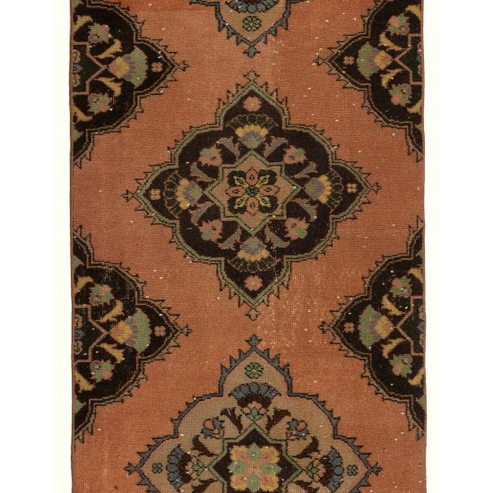 Mid-Century Handmade Turkish Runner Rug for Hallway Decor, Tribal Stlye Corridor Carpet. 3 x 12.4 Ft (91 x 375 cm)