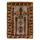 Handmade Vintage Anatolian Prayer Rug depicting a Chandelier, Couple of Columns and Flowers. 3 x 4.3 Ft (92 x 129 cm)