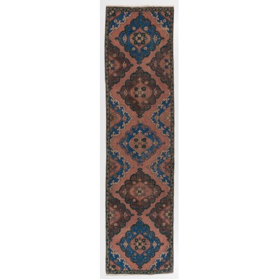 Handmade Turkish Runner Rug for Hallway, Vintage Corridor Rug. 3 x 12 Ft (92 x 363 cm)