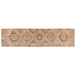 Narrow Vintage Handmade Turkish Runner Rug for Hallway Decor. 3 x 12.3 Ft (92 x 374 cm)